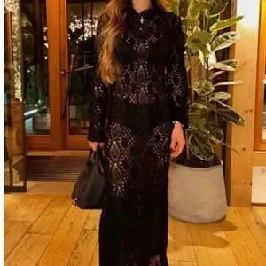 Zara | Dresses | Long Crocheted Knit Dress Limited Edition